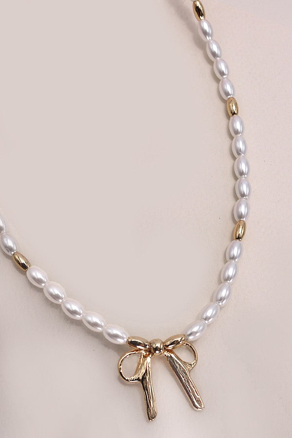 Bow Ribbon Pearl Necklace – Nuance Style House