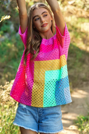 Joyful Color Block Sweater