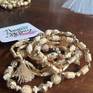 Ivory Beaded Bracelet Set