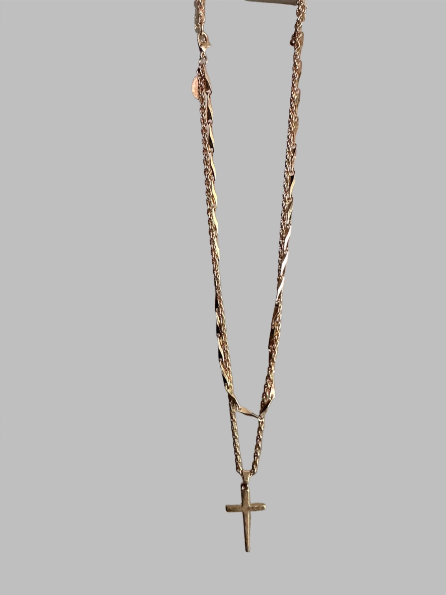 Double Chain Cross Necklace