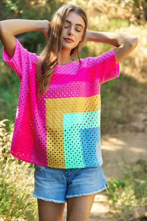 Joyful Color Block Sweater