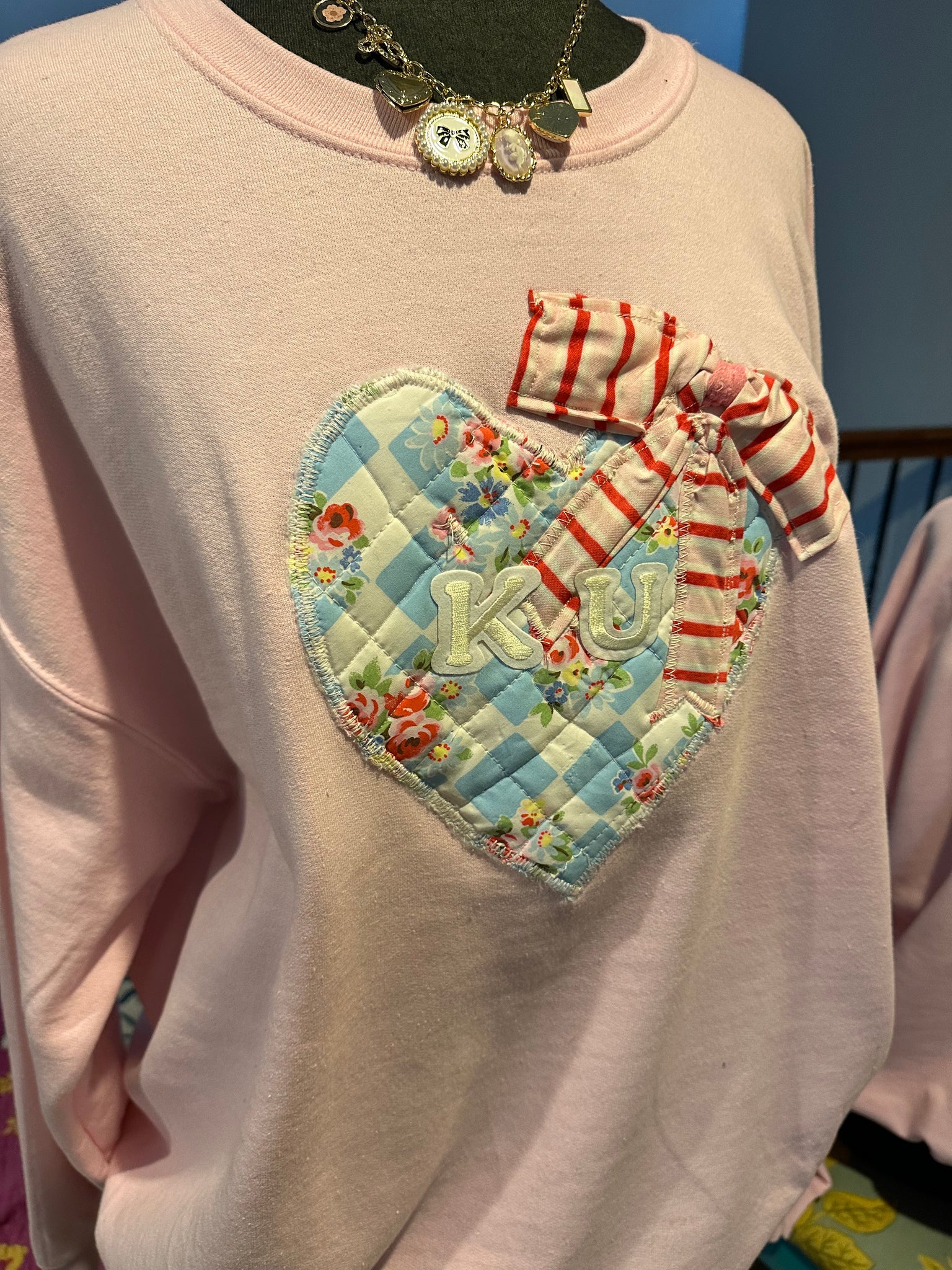 Varsity Letters Quilted Crewneck