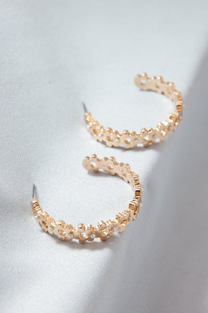 Flowering Pearl Hoop Earrings