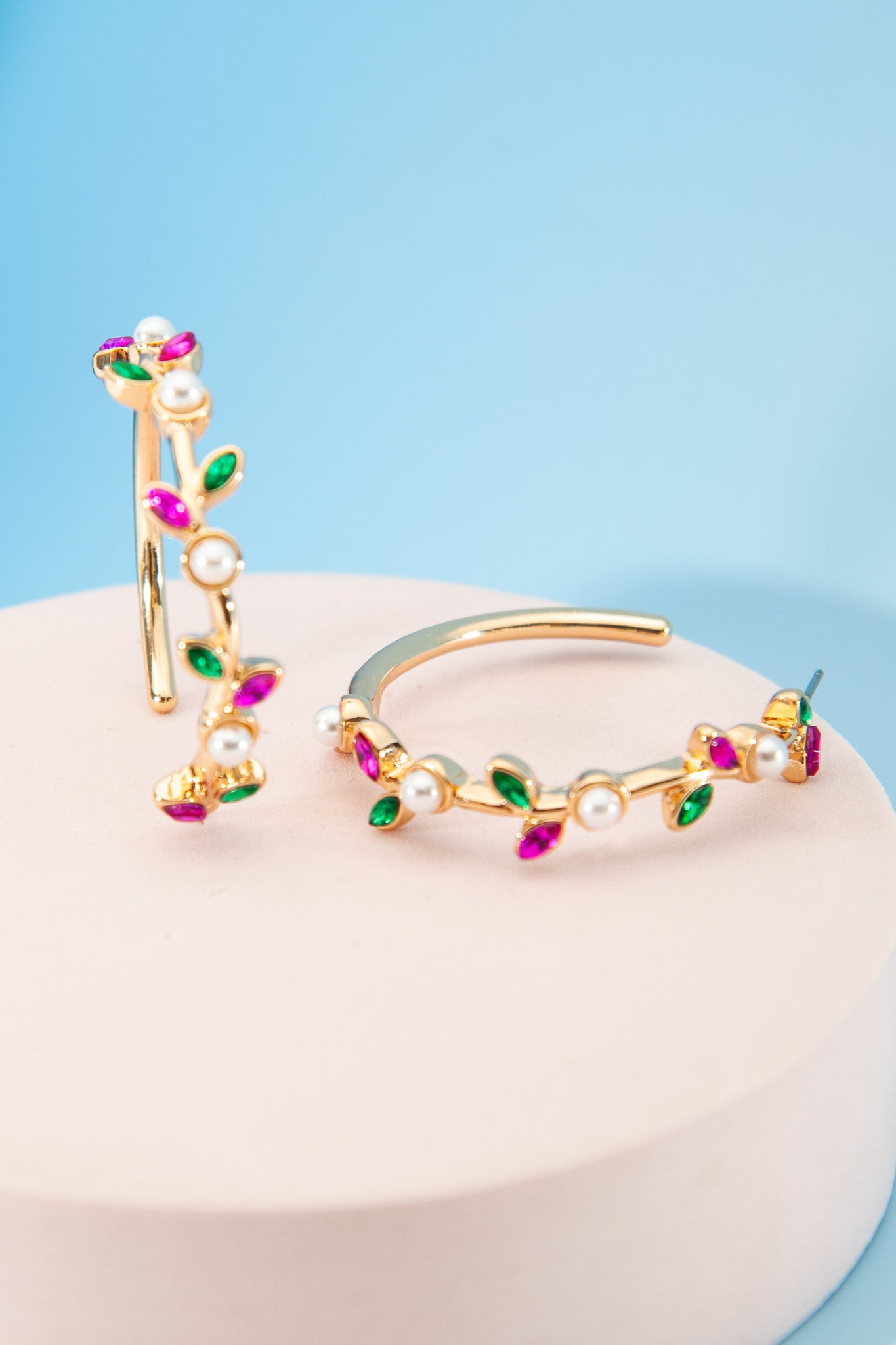 Flowering Stones Hoop Earrings