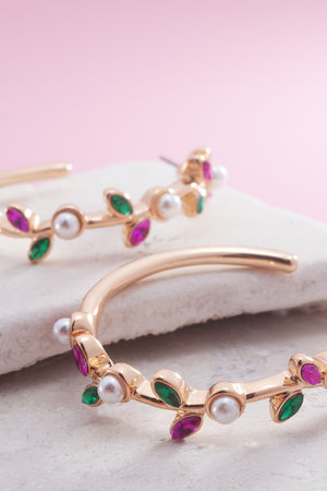 Flowering Stones Hoop Earrings