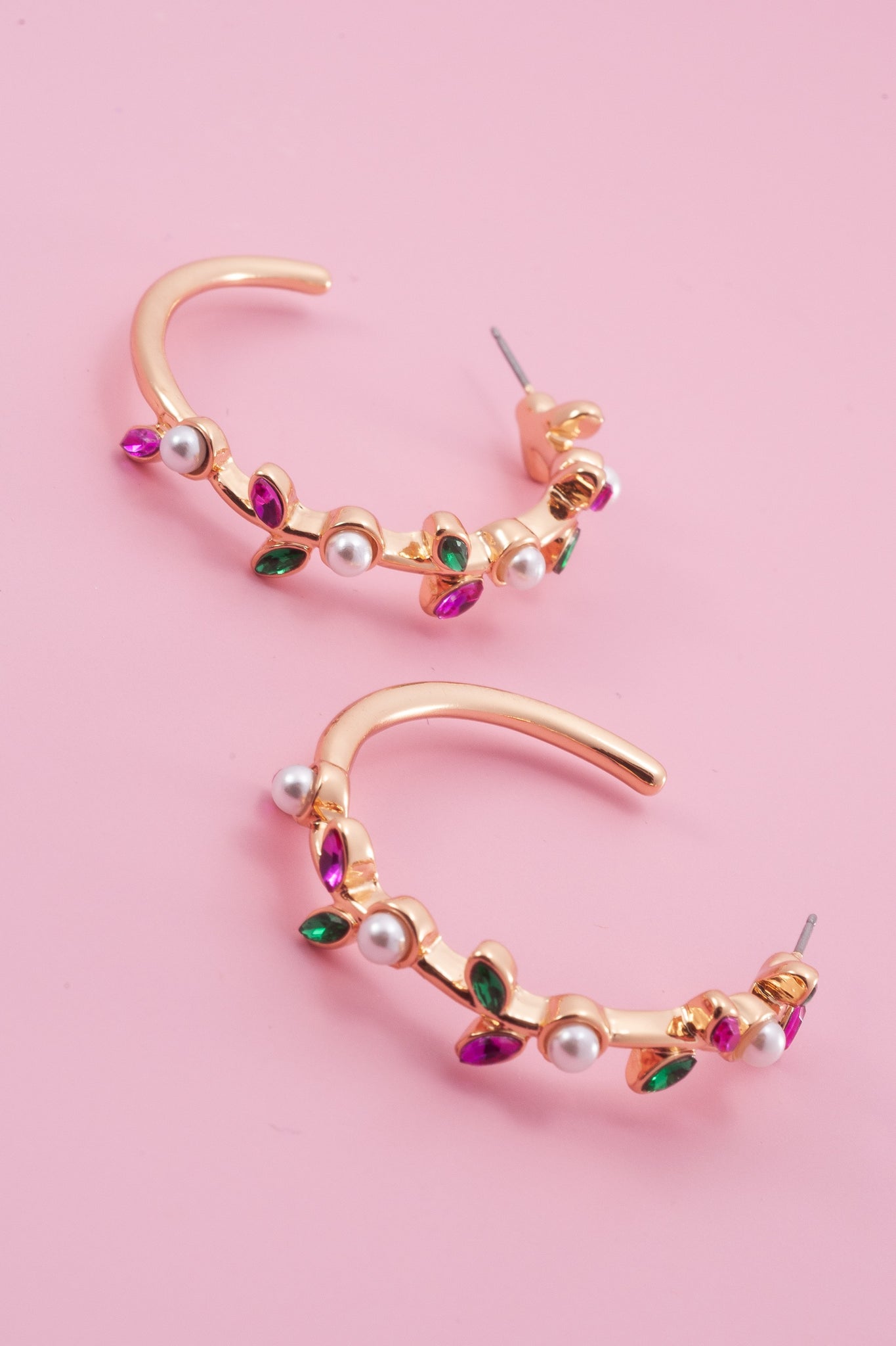 Flowering Stones Hoop Earrings