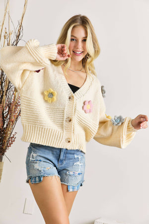 Crochet Flower Sweater Cardigan
