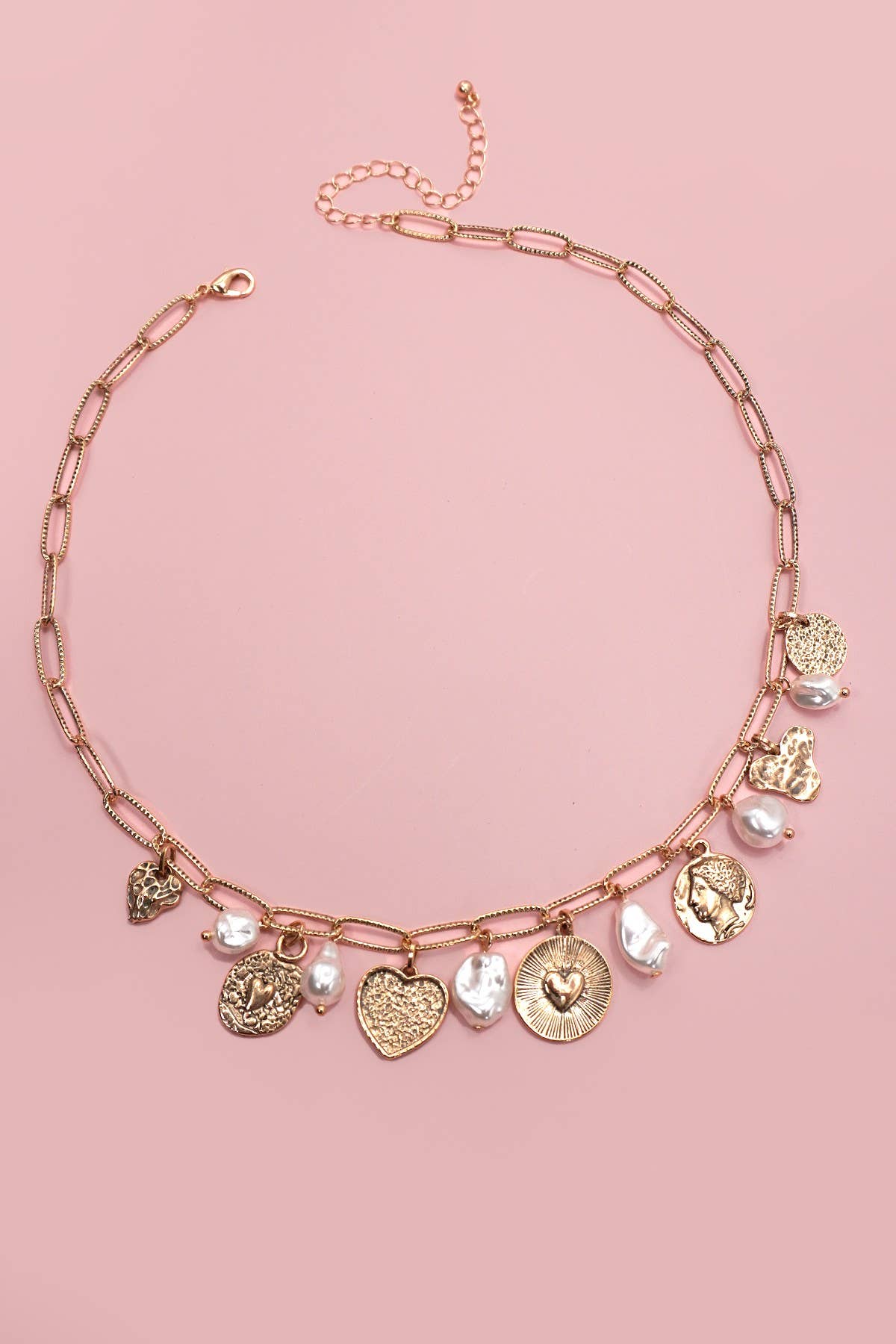 Heart Pearl Charm Necklace