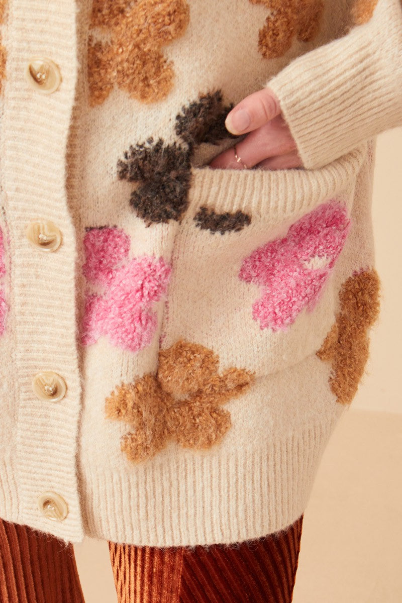 Floral Fuzzy Cardigan