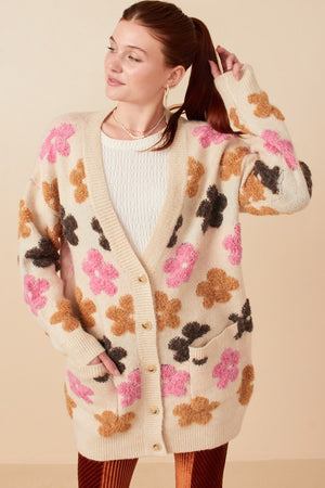 Floral Fuzzy Cardigan