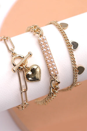 Hearts and Pearls Bracelet Set