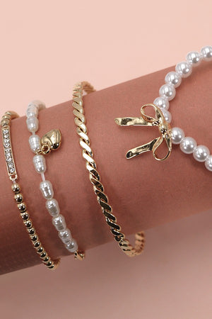 Bows and Pearls Bracelet Set