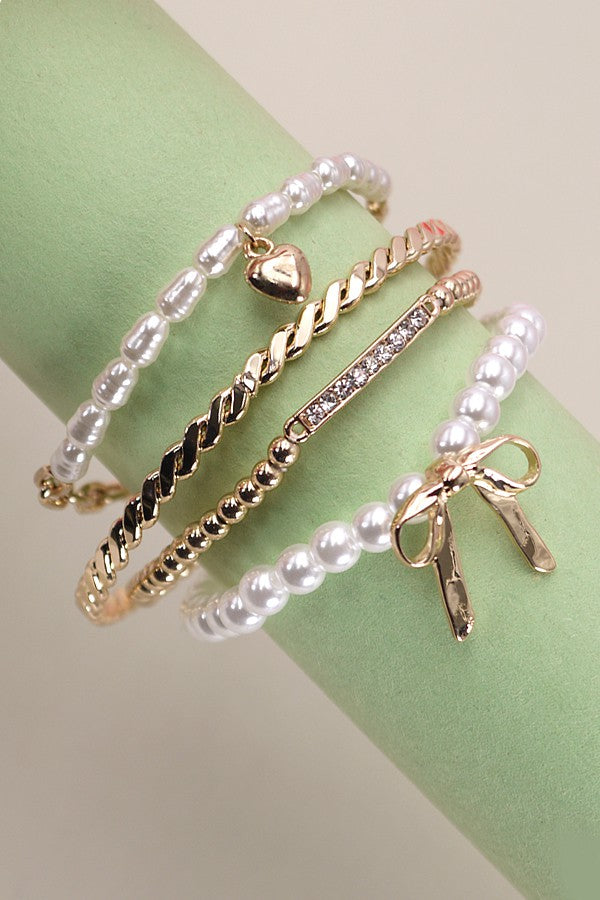 Bows and Pearls Bracelet Set