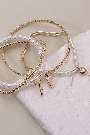 Bows and Pearls Bracelet Set