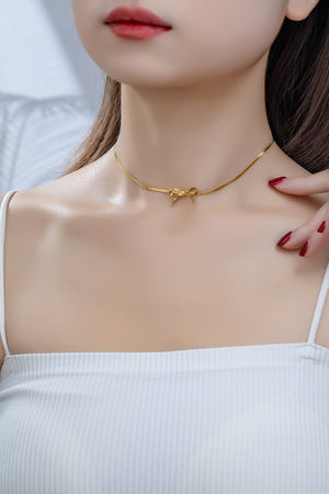 Herringbone Dainty Bow Necklace