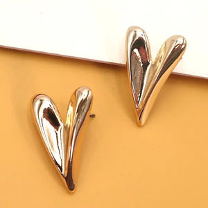 Golden Heart Stud Earrings