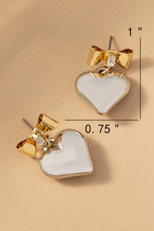 Bow Drop Heart Earrings