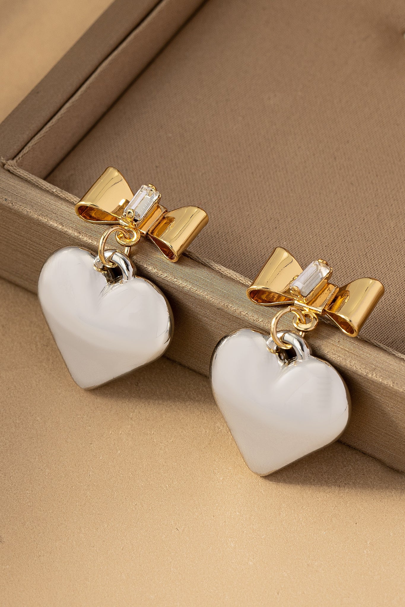 Bow Drop Heart Earrings