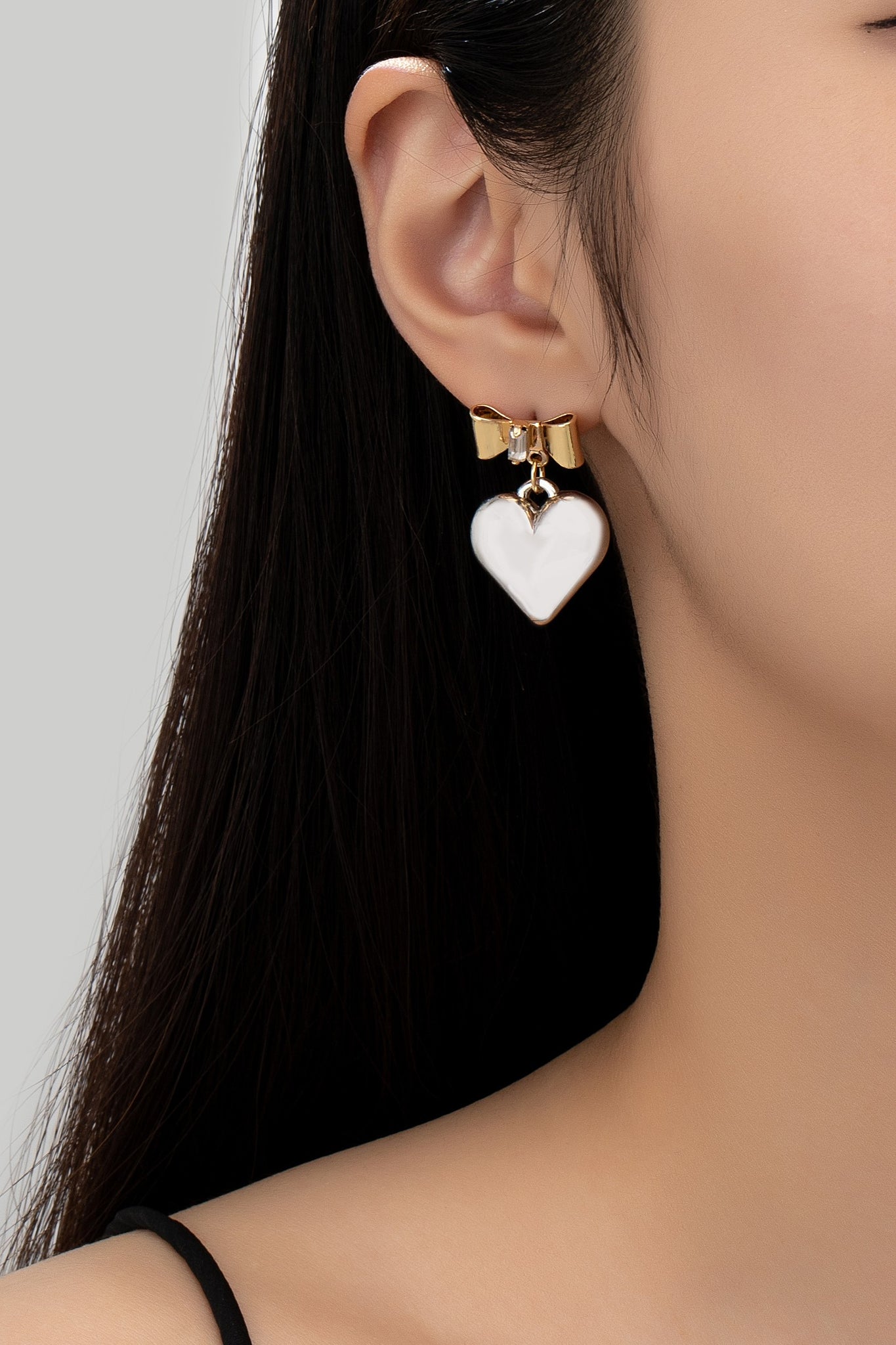 Bow Drop Heart Earrings