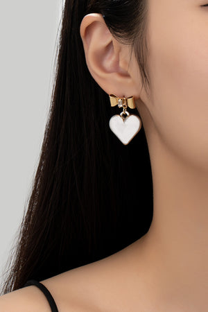 Bow Drop Heart Earrings