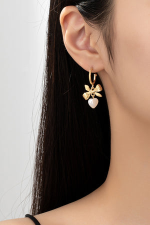 Bow Pearl Heart Earrings