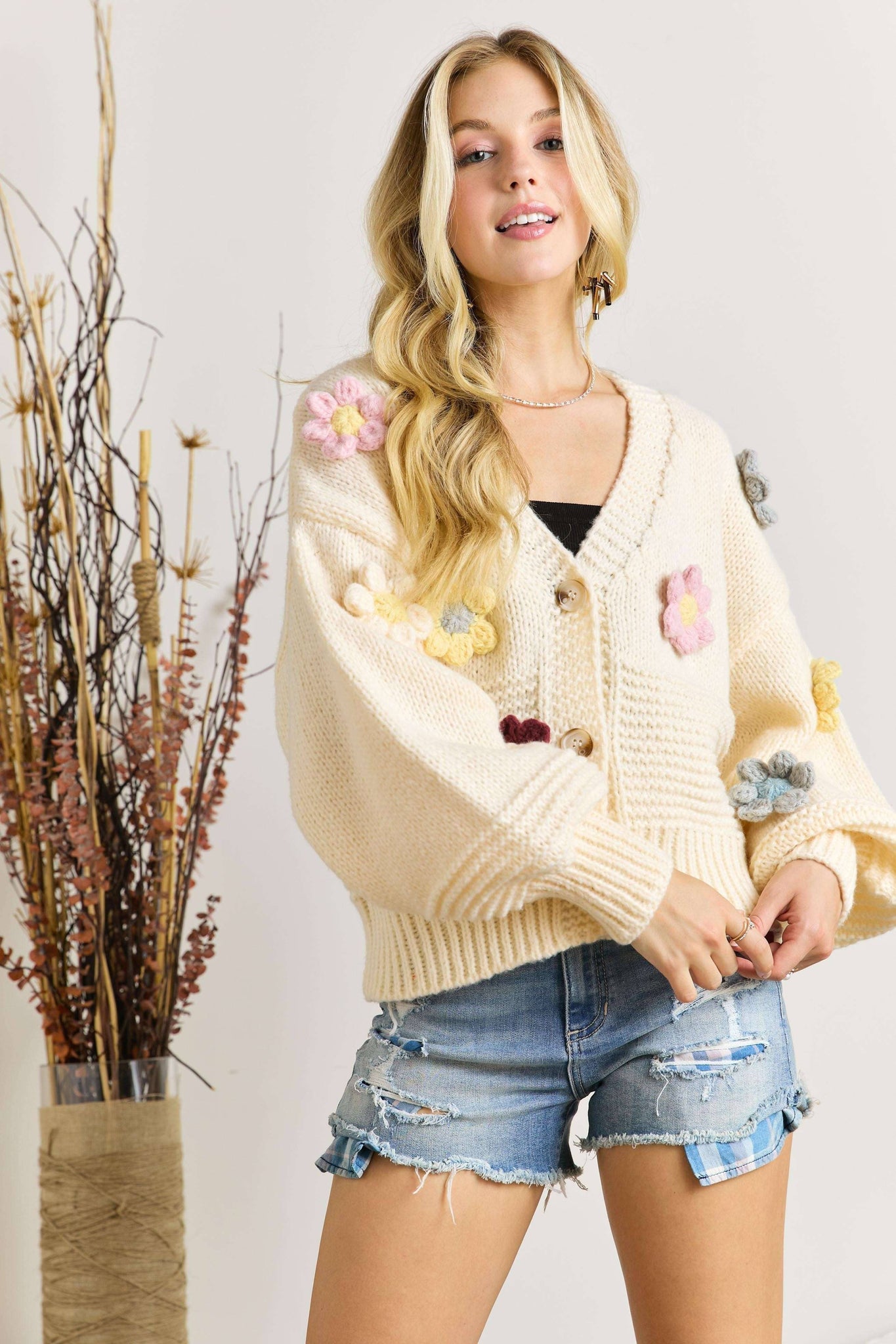 Crochet Flower Sweater Cardigan