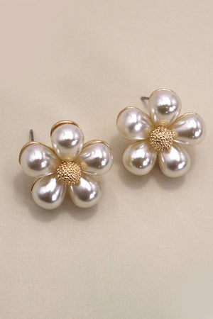 Floral Pearl Flower Stud Earrings