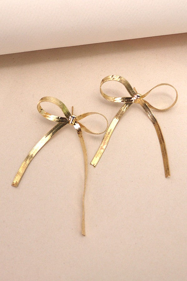 Woven Chain Bow Earrings