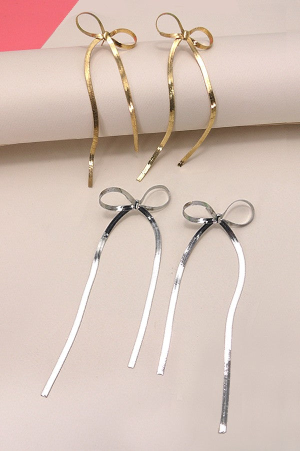 Herringbone Long Bow Earrings