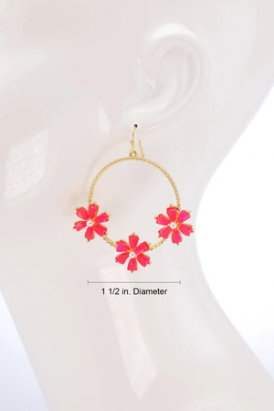 Glass Flower Hoop Earrings