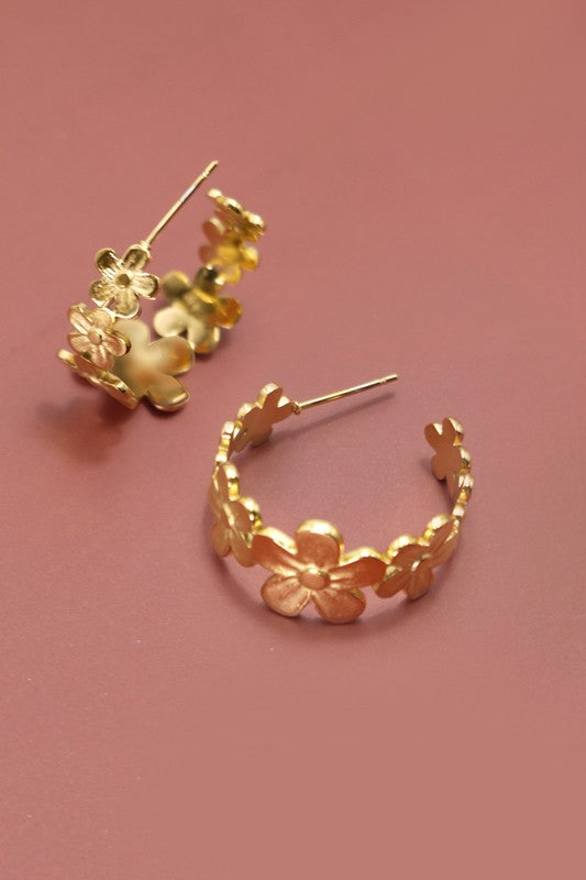 Floral Hoops 18K Gold Plated