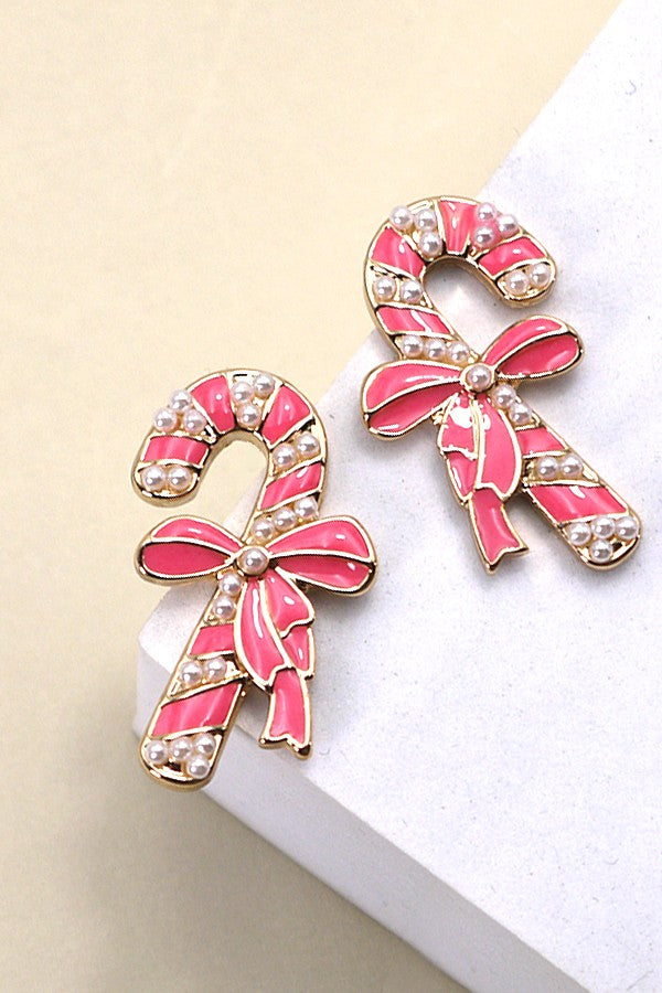 Pink Candy Cane Earrings