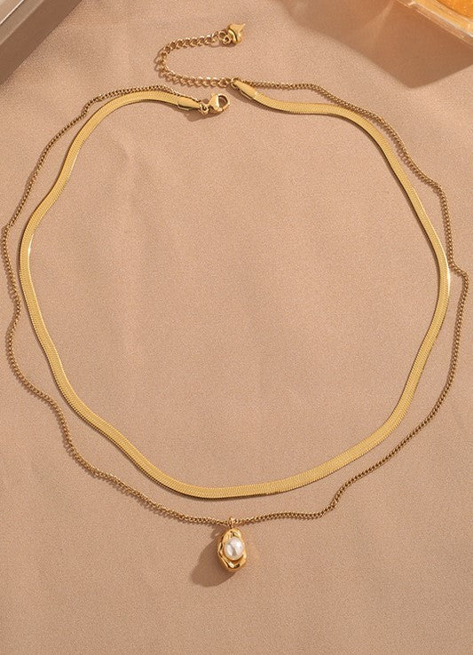 Pearl Herringbone Necklace