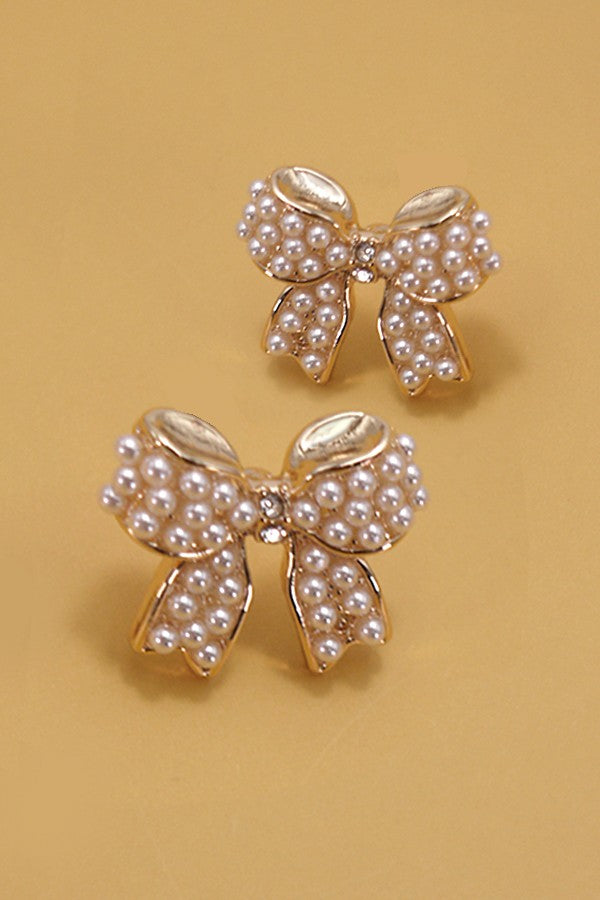 Mini Pearl Bow Earrings