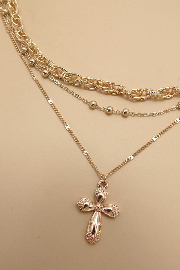 Multi Layer Cross Necklace