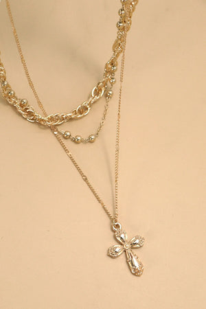 Multi Layer Cross Necklace