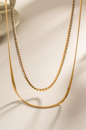 Rhinestone Non-Tarnish Layered Necklace