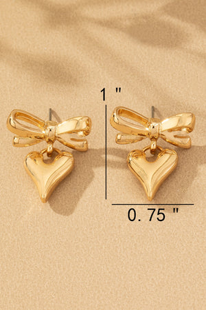 Bow Puff Heart Earrings