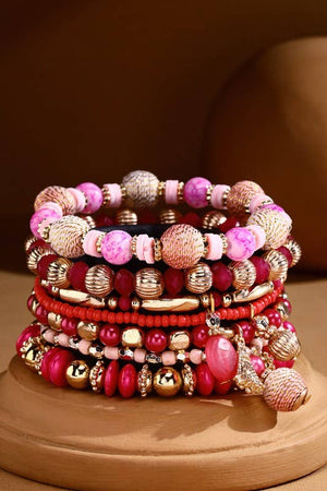 7-Strand Boho Bracelet with Raffia Charms