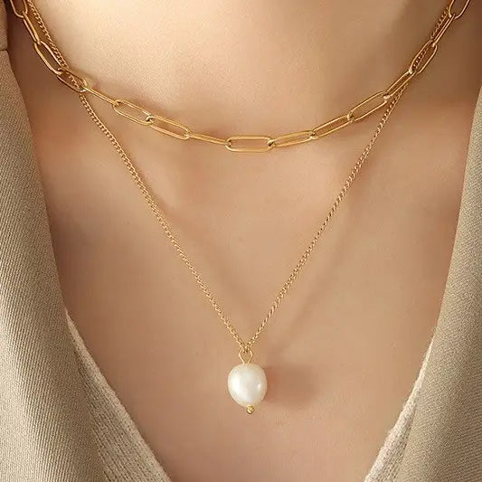 Paperclip and Pearl Necklace
