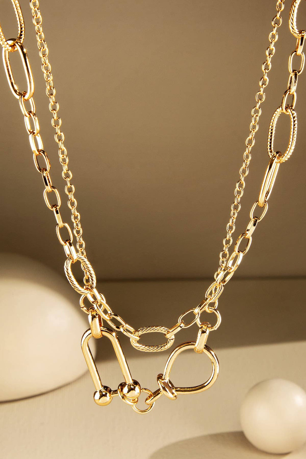 Double Layer Oval Chain Link Necklace