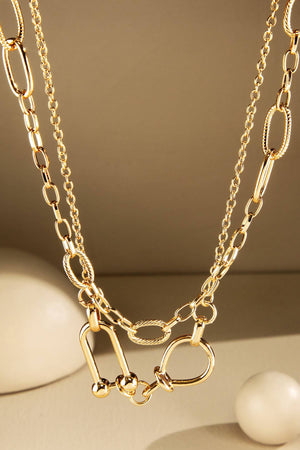 Double Layer Oval Chain Link Necklace