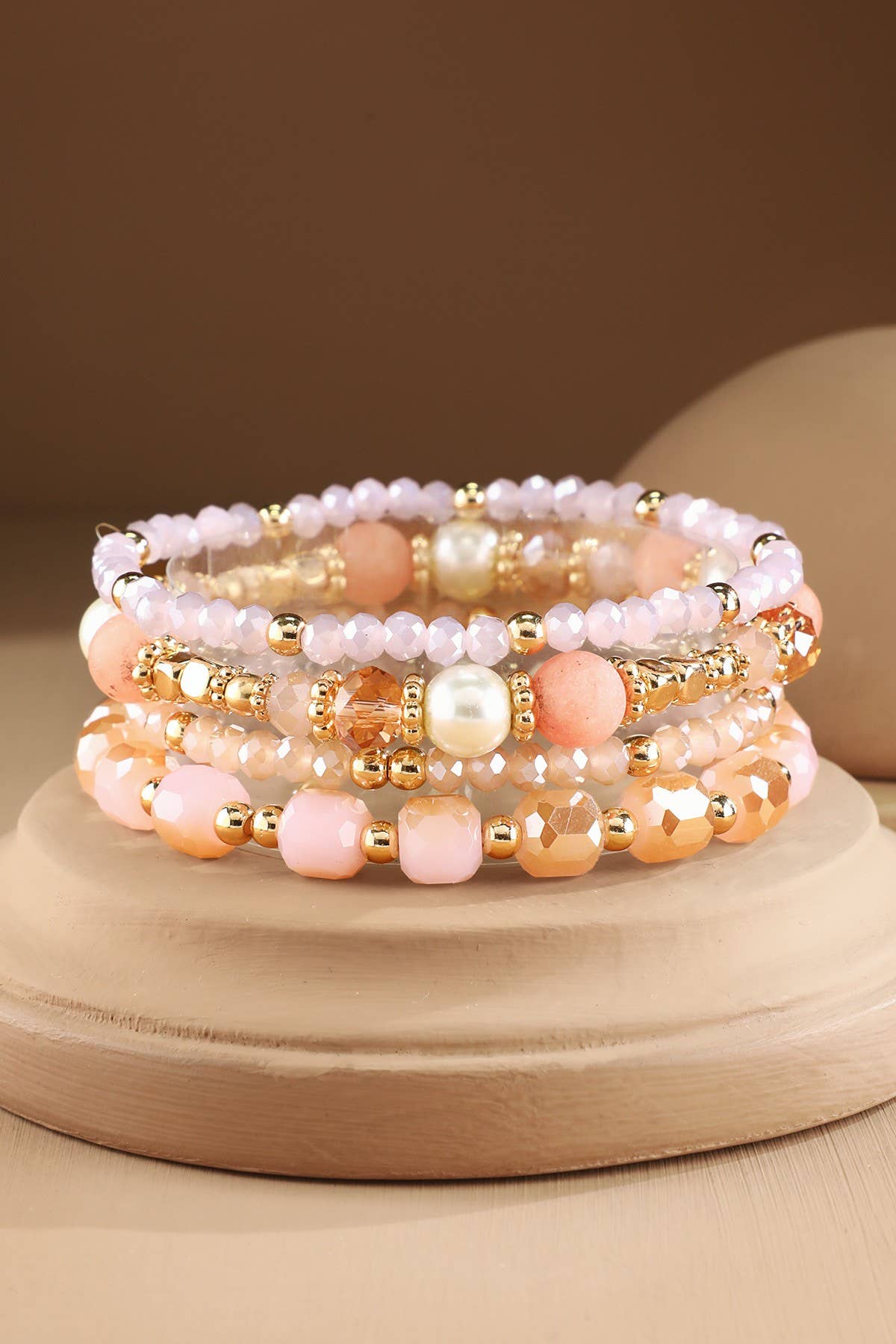 4 Layered Bead and Stone Bracelets