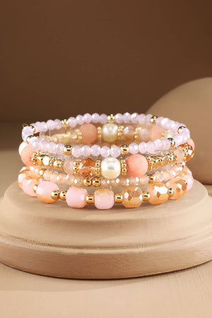 4 Layered Bead and Stone Bracelets