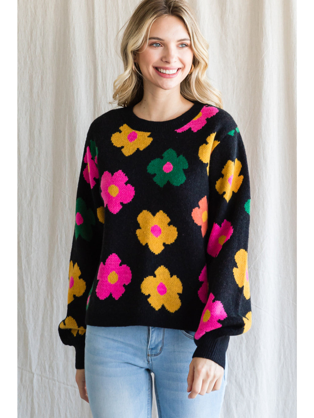 Vibrant Daisy Sweater Top