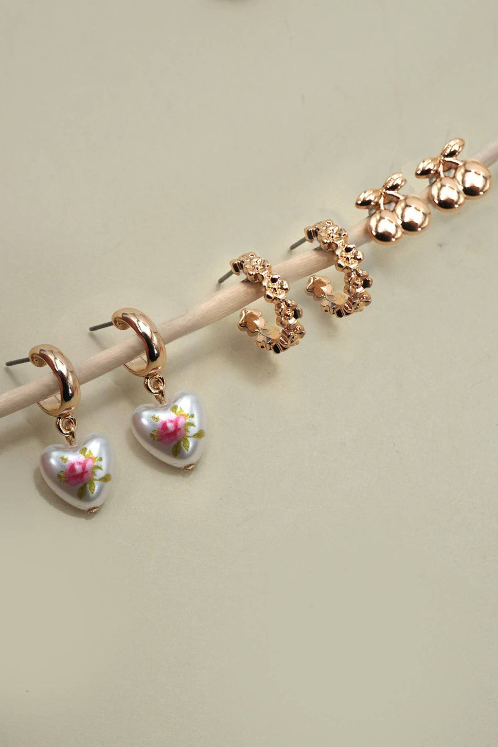 Cherry Heart Huggie Earrings