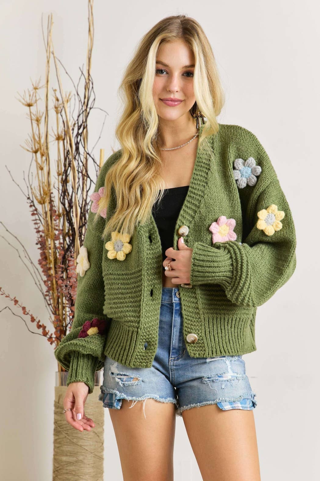 Crochet Flower Sweater Cardigan