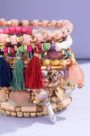 12 Strand Multi Beads Bracelet Set