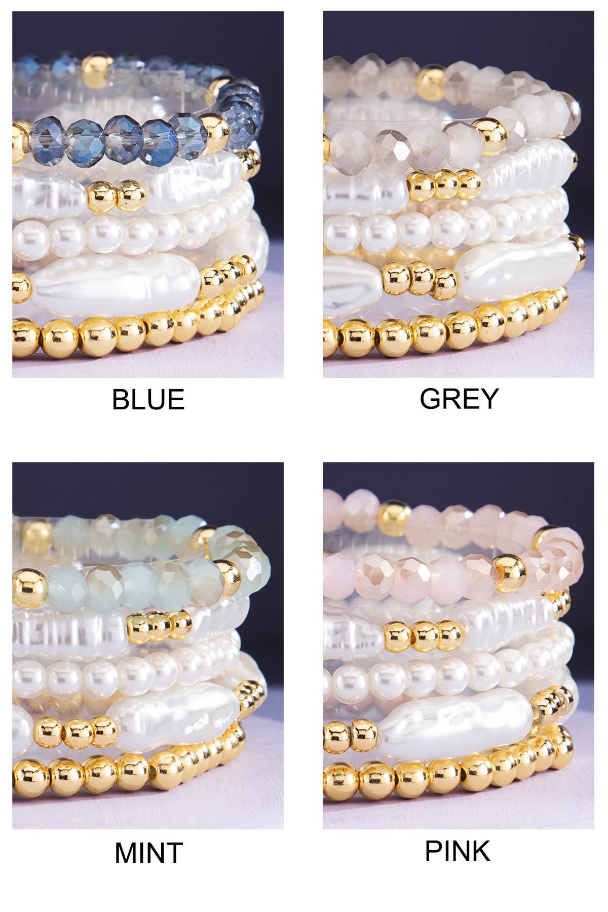 Stackable Pearl and Glass Beaded Bracelet