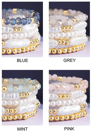Stackable Pearl and Glass Beaded Bracelet